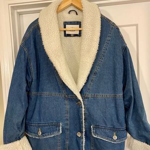 Ashley Vintage Charm Oversized Sherpa Jean Jacket
